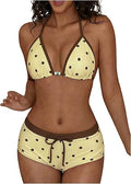 Women's Polka Dots 2 Piece Boyshorts Bikini Set Halter Y2K Swimsuit | Graphic Print,Triangle,Boyshort,Cute Bikinis,Boy Short,Bowknot,Colorblock,Bathing Suit