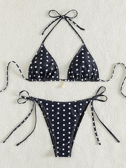 Women's Sexy Halter Bikini Set Triangle Top String Swimwear Two Piece Swimsuits Cheeky Bathing Suit