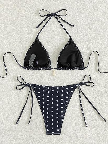 Women's Sexy Halter Bikini Set Triangle Top String Swimwear Two Piece Swimsuits Cheeky Bathing Suit