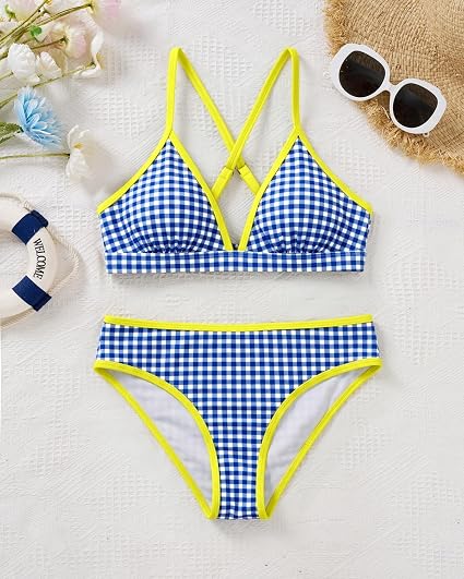 Womens Push Up Bikini Set - Two Piece Swimsuit V Neck Crisscross Back Bathing Suit 2025 Swimwear